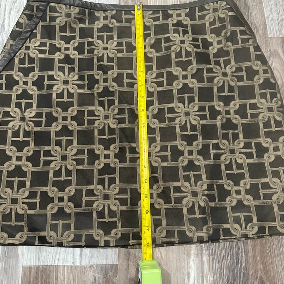 NWT Chocolate Brown Karen Millen Geometric Mini Skirt Leather Accent Fall Sz 10 - Picture 5 of 9